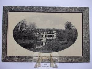 Pila, Schneidemuhl, park, most, lisovaný cca 1910
