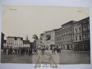 Ostrów Wielkopolski, Ostrowo, Market Square, people 1914