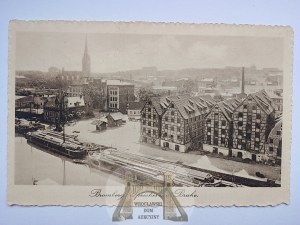 Bydgoszcz, Bromberg, granaries, barges 1914