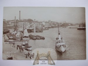 Szczecin, Stettin, waterfront, photo by Max Dreblow ca. 1914