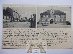 Dobra near Lobez, school, street, 1907