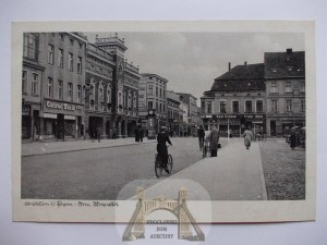 Koszalin, Koslin, Market Square, cyclist, ca. 1940