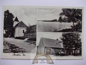 Rościn near Mysibórz, church, inn, lake, circa 1940.