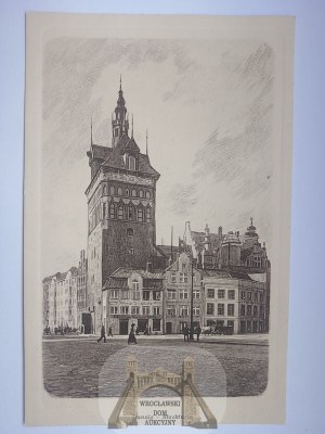 Gdansk, Danzig, Prison Tower, graphic, intaglio ca. 1910