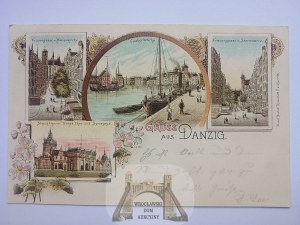Danzig, Danzig, lithograph, 4 views ca. 1900