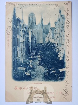 Gdansk, Danzig, Mariacka Street, postcard pattern circa 1900.