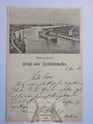 Danzig, Neuer Hafen, Einfahrt in den Hafen, Vorlaufer um 1895