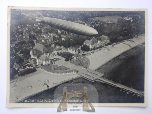 Sopot, Zoppot, aerial panorama, airship Graf Zeppelin 1932