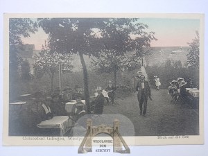 Gdynia, Gdingen, restaurace, výhled na moře, molo 1915