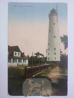 Hel, lighthouse, colorful circa 1915