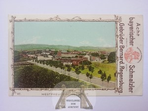 Wejherowo, Neustadt, panorama, collector's lithograph circa 1900.