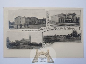 Zblewo near Starogard Gdanski, train station, church, 4 views ca. 1910