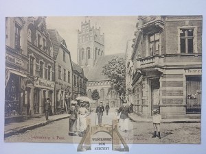 Lębork, Lauenburg, Mill Street, church, people 1911
