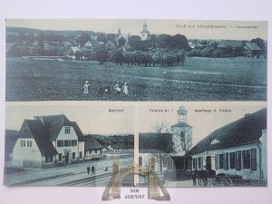 Opalenie near Kwidzyn, Marienwerder, railway station, panorama, restaurant ca. 1910