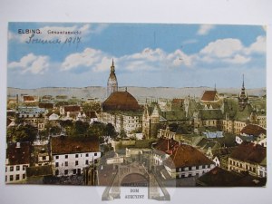 Elblag, Elbing, panorama, ca. 1914 (mailed after 1945).