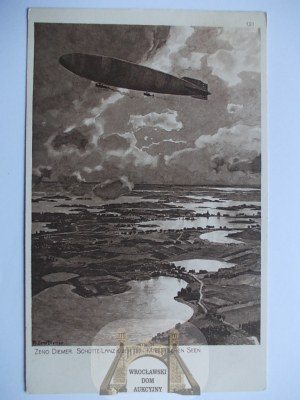 Masuria, World War I, airship, Zeppelin over lakes, 1915