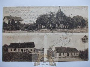 Różynka near Lidzbark Warmiński, inn, school, church, ca. 1912