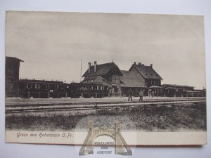 Olsztynek, Hohenstein, railway station, platform, 1907