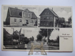 Napierki k. Nidzica, szkoła, gospoda, ulica, ok. 1935