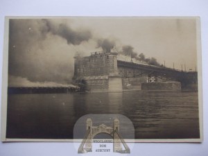 Warsaw, Poniatowski Bridge, fire 1917