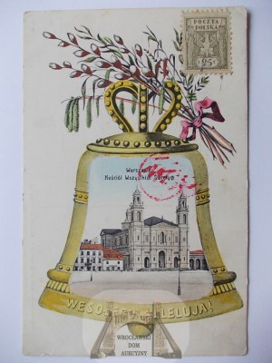 Warsaw, Church of All Saints, bell, collage, published by Slusarski ca. 1910