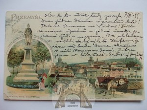 Przemyśl, lithograph, bridge, monument 1899