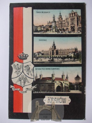 Krakow, 3 views, patriotic, coat of arms, chase, eagle 1906