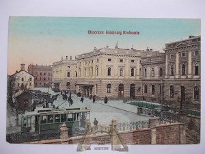 Krakow, railroad station, streetcar 1911