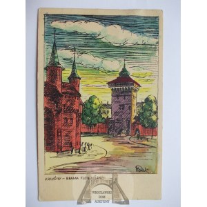 Krakov, Floriánská brána, malba 1940