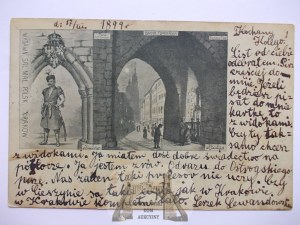 Krakow, Florianska Gate, nobleman, coat of arms, chase, patriotic, moonshine 1899