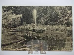 Krakow, pond and bridge in Planty circa 1910