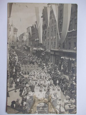 Krakow, street, holiday, Sokol Sports Society, photographic, ca. 1910