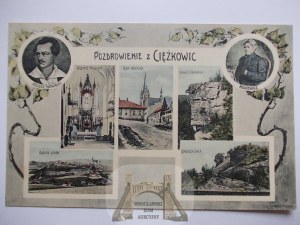 Ciężkowice near Tarnow, 5 views, collage, Słowacki, Mickiewicz ca. 1910