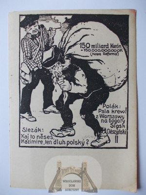 Těšínske Sliezsko, protipoľská propaganda, plebiscit, okolo roku 1920.