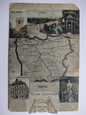 Cieszyn, Duchy of Cieszyn, map ca. 1910