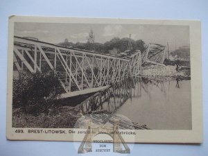 Belarus, Brest-Litovsk, destroyed bridge, ca. 1916