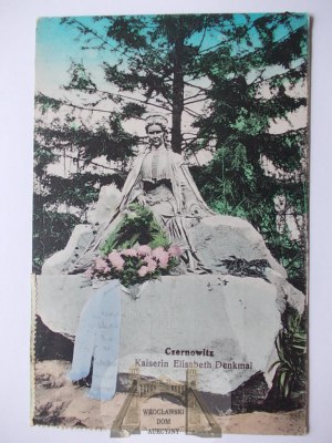 Ukrajina, Černivci, Černovice, socha cisárovnej Alžbety, asi 1910
