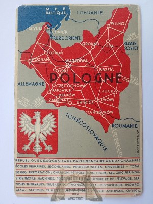 Patriotisch, Zweite Republik, Karte, Wappen, Adler ca. 1935