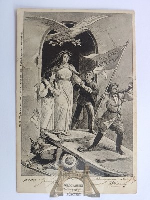 Patriotic, eagle, allegory of Poland regaining freedom 1904