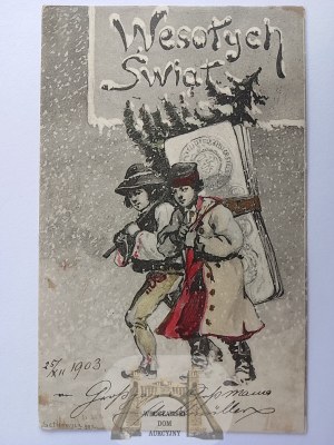 Veselé Vánoce, Vánoce, horalé, oplatka, mal. Setkowicz 1903
