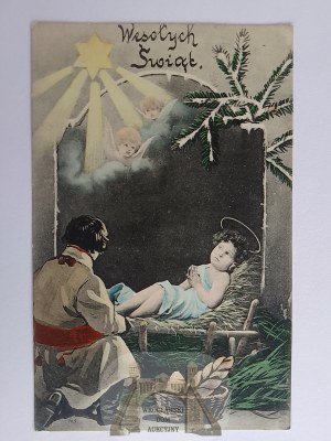 Merry Christmas, Christmas, angels, Jesus 1910