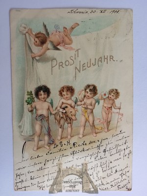 New Year, Angels, lithograph 1901