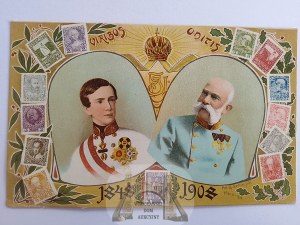 Austro Węgry, cesarz Franciszek Józef, jubileusz, znaczki 1908 II