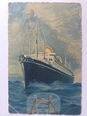 Polish ship M/S Piłsudski, painting ca. 1935