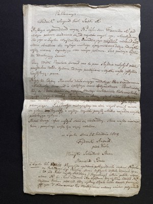 FREDERICK AUGUST. Proklamation. Manuskript. Leipzig [1809].