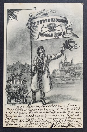 [Kajetan Saryusz-Wolski] S přáním všeho nejlepšího do nového roku! Krakov [1905].