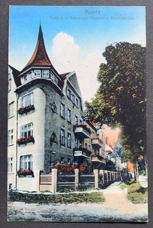 [CHOJNICE] Konitz -Parlie a. d. Schlochauer Chaussee u. Beamtenhäuser [Důstojnické domy].[1918].