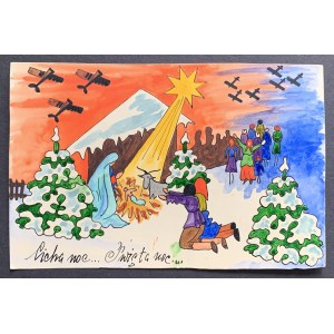 Christmas hand-painted card. [WWII]