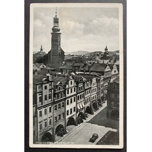 JELENIA GÓRA - Hirschberg. Blick vom Rathausturm über den Markt nach der kath. Kirche und Gnadenkirche.
