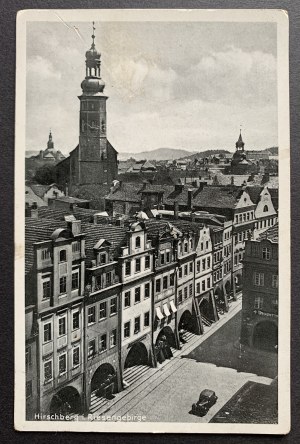 JELENIA GÓRA - Hirschberg. Blick vom Rathausturm über den Markt nach der kath. Kirche und Gnadenkirche.